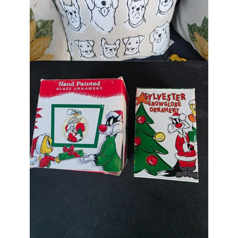 VTG Warner Bros Holiday Ornament Bundle 2 1995 Looney Tunes NewOldStoc Snowglobe